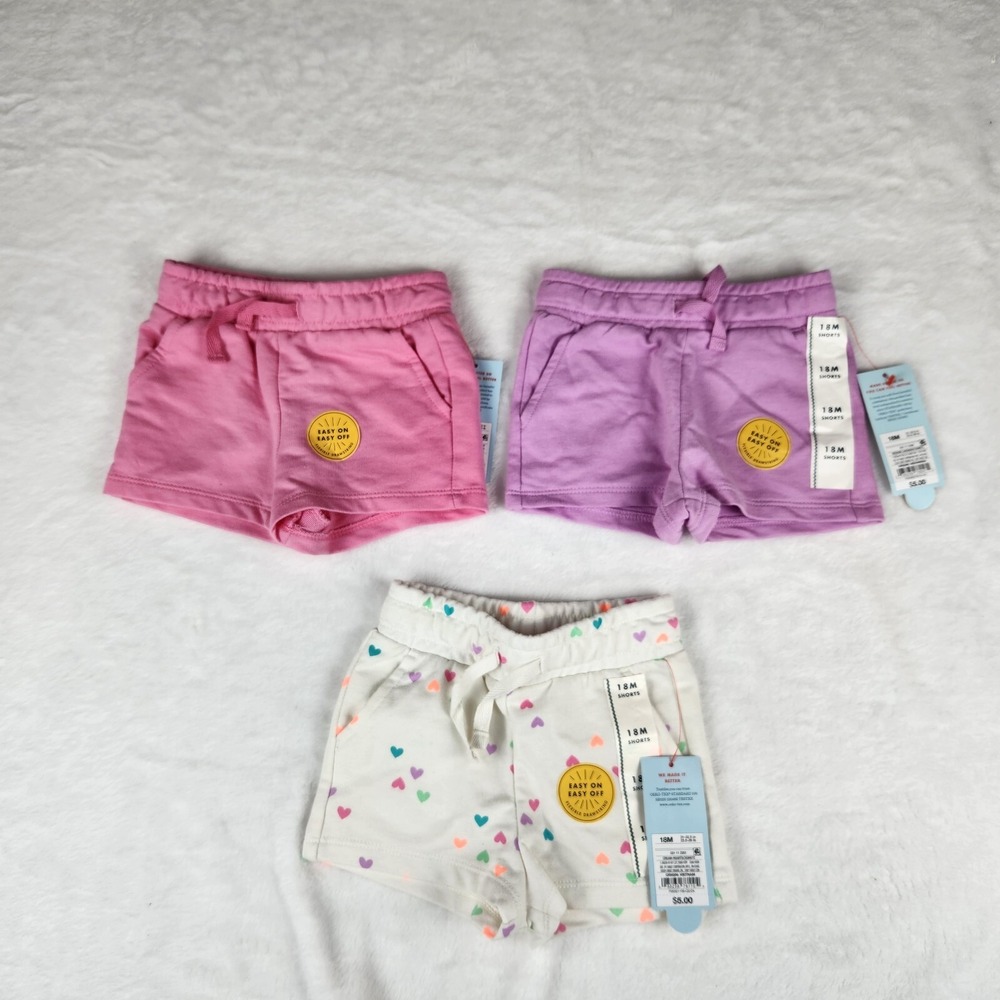 Cat & Jack Lot of 3 Shorts Toddler Size 18M Multicolor Knit Oeko Tex‎ Comfy